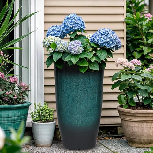 Autodaya 23.8" Tall Outdoor Planters Set of 2 Flower Pot for Outdoor Plants (2 Count)
