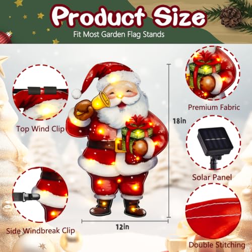 12x18 Lighted Christmas Santa Garden Flag