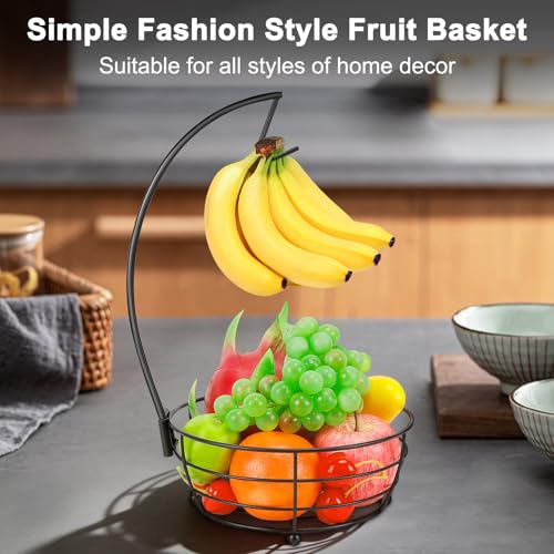 Countertop Fruit Basket Bowl with Banana Hanger
