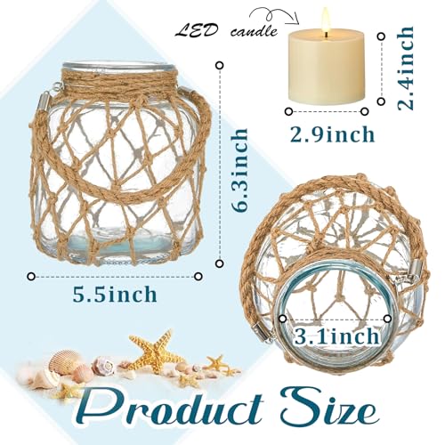 2 Set Nautical Lanterns Rope Handle (2 Count)