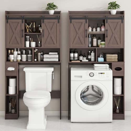 Over The Toilet Storage Cabinet with Sliding Doors