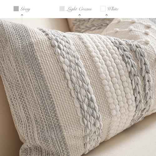 Gray Decorative Lumbar Pillow Cover 12x20