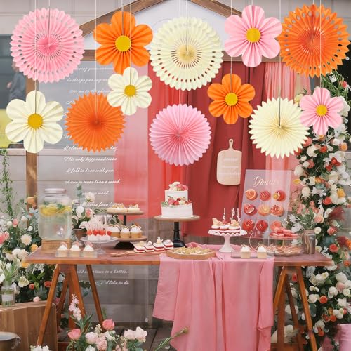 Orange Pink Floral Wall Backdrop (12 Count)