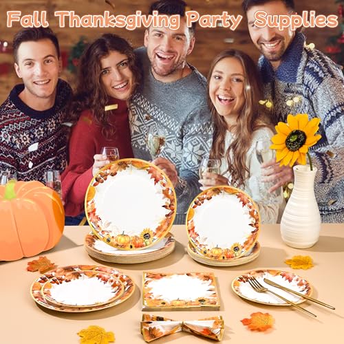 150Pcs Fall Paper Plates and Napkins Party Supplies Autumn Plates Napkin (150 Count)