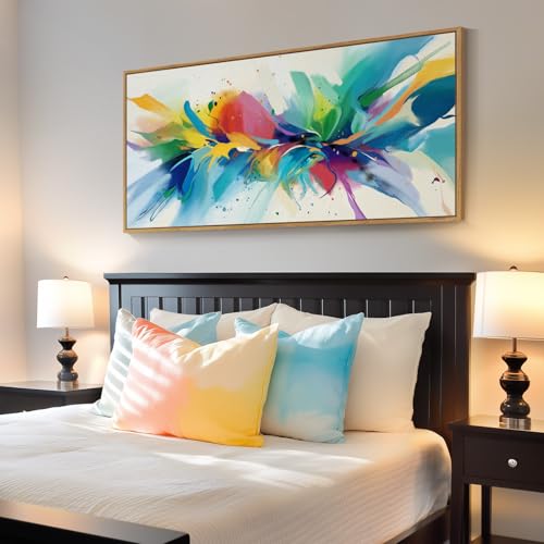 Large Framed Colorful Abstract Wall Art for Living Room