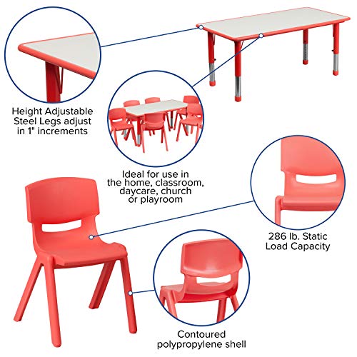 Red 47.25x23.5 Activity Table Set with 6 Chairs