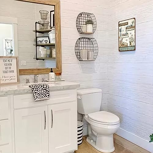 Farmhouse Bathroom Metal Tin Signs Rustic Flower Country Wall Art Decor