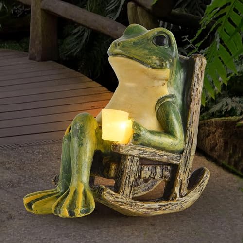 Miniature Frog Garden Statue Mom Dad Gifts Home Decorations Fairy Garden Accessories Outdoor Lights Solar Garden Frog Decor Art Housewarming Gift for Patio