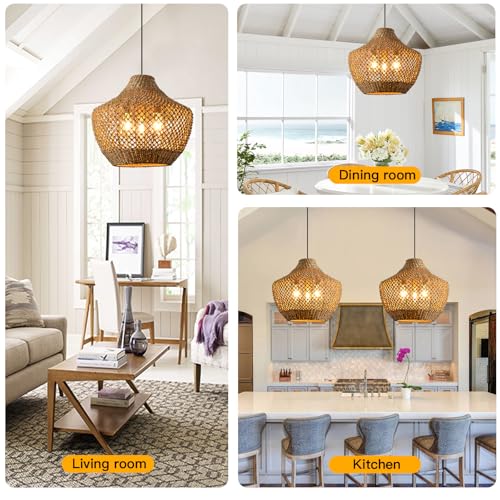 18.9”Large Rattan Chandelier 3