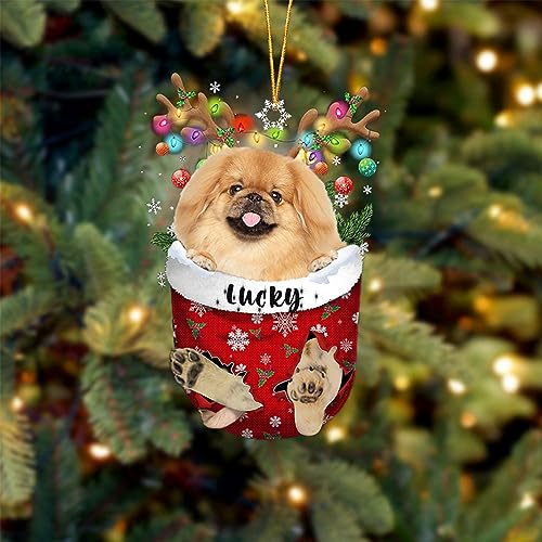 Tan Pekingese Dog Christmas Ornament