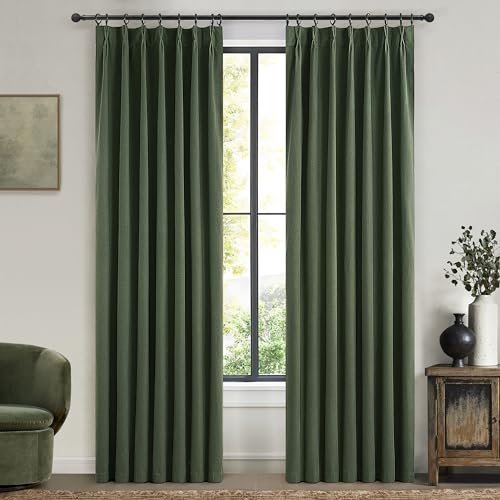 Dark Olive Green Bedroom Curtains 92 Inch Length 2 Panels Set Burg (2 Count)