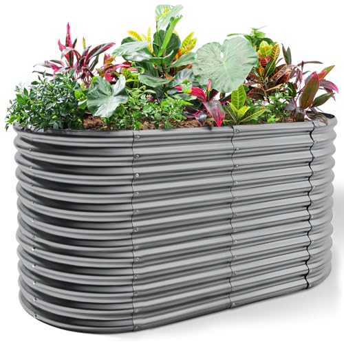 8x4x3ft Oval Galvanized Raised Garden Beds