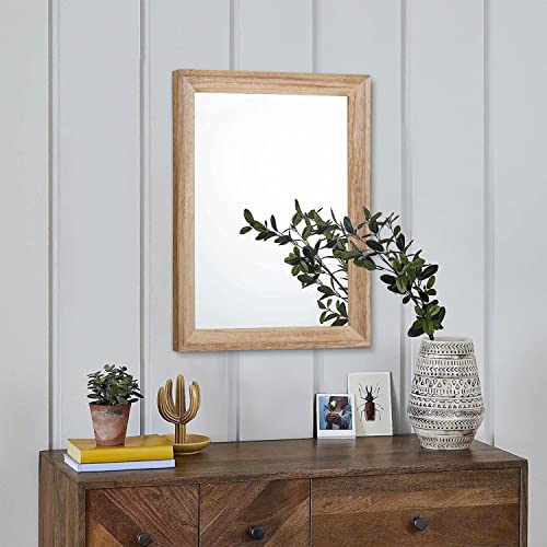 Rustic Mirrors for Wall Rectangle Wooden Frame Hanging Mirror for Bedroom Bathroom Living Room Entryway Small