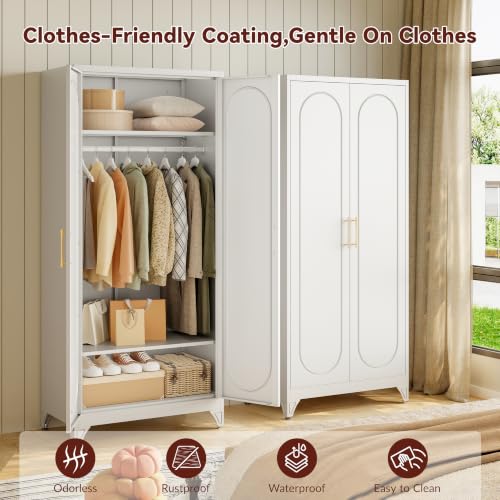 71" Tall Metal Bedroom Armoire