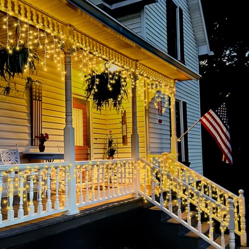 Warm White Icicle Lights for Outside (33 Foot)