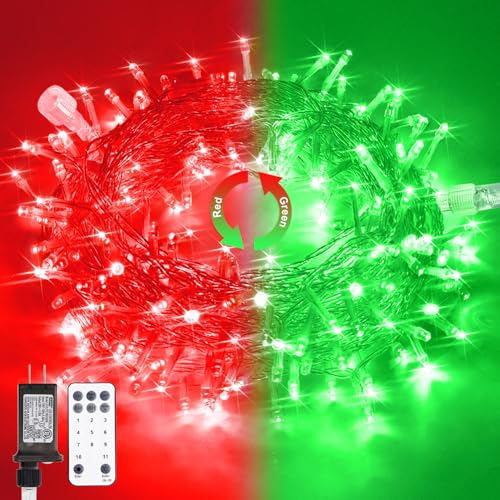 100 LED Red & Green Christmas Lights Plug in (33 Foot)