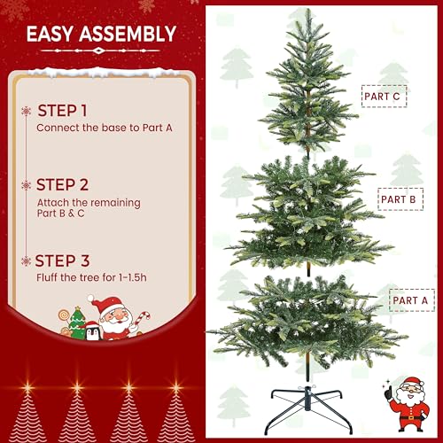 6ft Pre lit Aspen Fir Artificial Christmas Tree with 400 Warm White LED Lights Full Prelighted Xmas Tree w