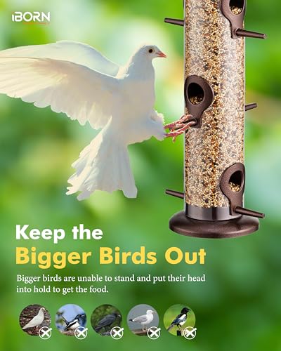 Bird Feeders for Outdoors 15" 6 Ports Chew