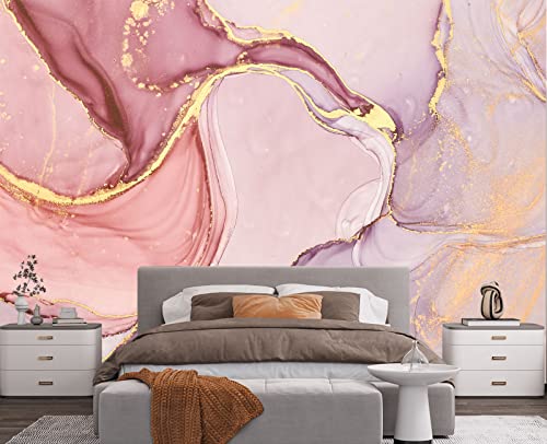 Gilding Marble Pink wall Mural Wallpaper for Bedroom 137" x 100" (95.12 Sq Ft)
