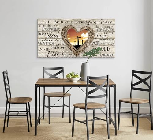 Amazing Grace Christian Wall Art Canvas Cross Decor