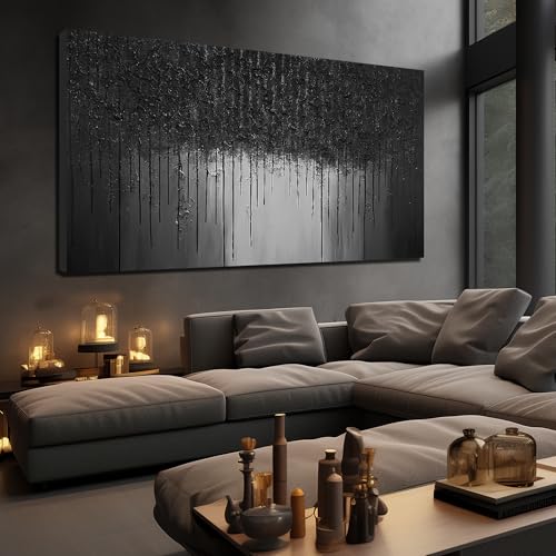 Black Art Paintings for Wall Large Abstract Canvas Wall Art for Living Room Huge Office Hotel Wall Decor 47 x 95 Inch