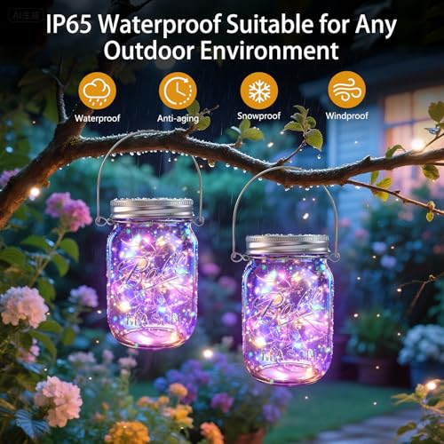 Mason Jar Solar Lights for Outside (12 Count)