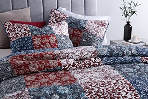 Quilts King Size Bedspread Quilt Set Lightweight Reversible Coverlet Set Real Patchwork Quilted Bedding Set for All Seasons