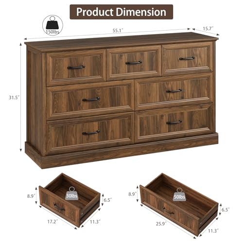 Farmhouse 7 Drawer Dresser for Bedroom