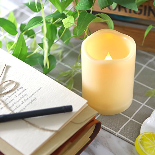 Outdoor Battery Operated Flameless LED Candles with Timer D3”xH4” 3 PCS (3 Count)