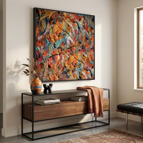 Large Framed Colorful Abstract Wall Art