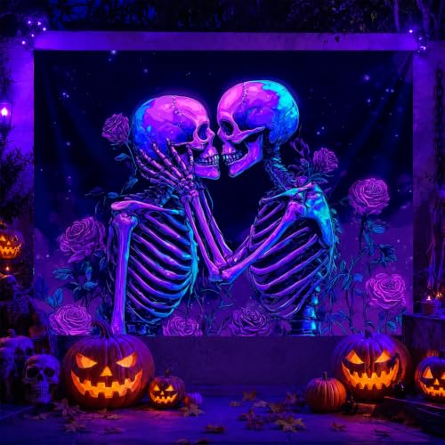 Skeleton Lovers Tapestry Gothic Tapestry 78x59 Inch Wall Decor