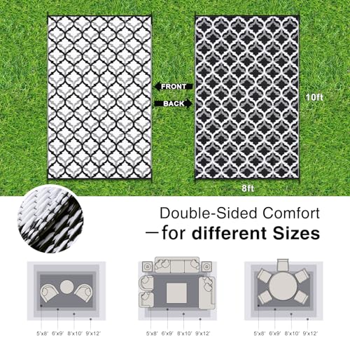 Outdoor Rug 8x10 ft Waterproof Reversible Braided Mat