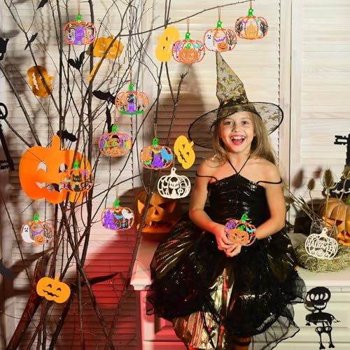 80PCS Wooden Halloween Decoration Pumpkins Ornaments to Paint Happy Halloween Cutouts Unfinished (80 Count)