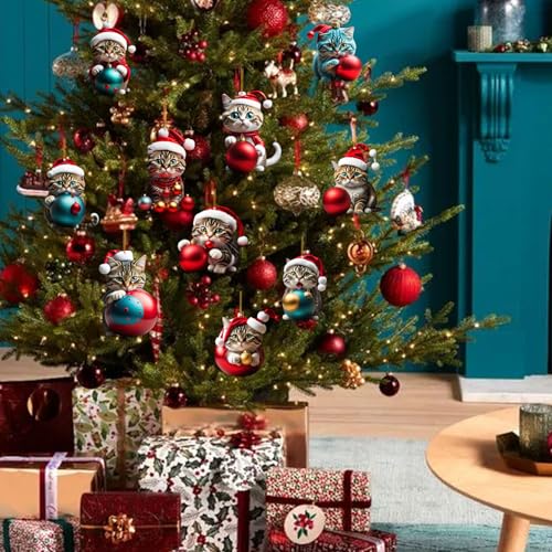 Funny Christmas Cat Christmas Tree Ornaments 10 Pcs