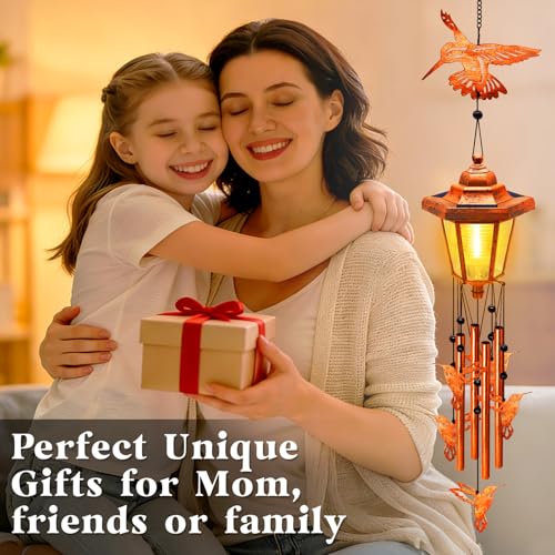 Hummingbird Solar Wind Chimes for Outside (2 Count)