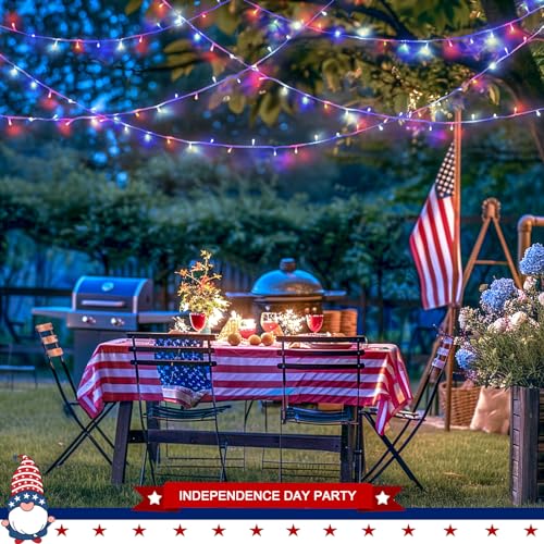 400 LED Red White and Blue String Lights Outdoor (132 Foot)