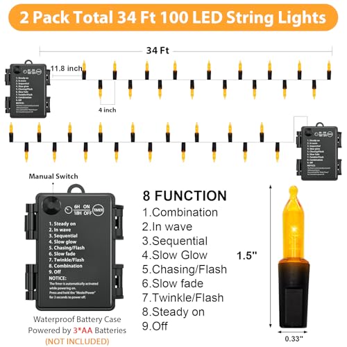 100 LED Orange Halloween Lights (50 Count)