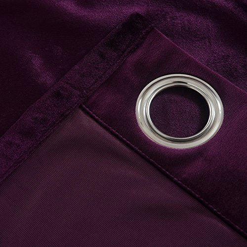 Set of 2 Blackout Velvet Energy Efficient Grommet Curtain Panel Drapes Lavender Purple 52Wx84L