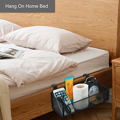 Bedside Caddy Hanging Storage Basket Beside Shelf Metal Organizer for Collage Dorm Bunk Bed