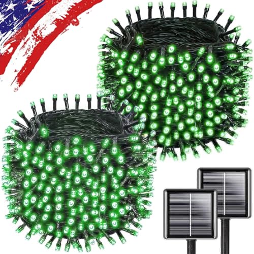 2pack 500LED Solar String Lights Outdoor Waterproof Green (180 Foot)
