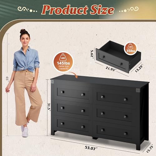 Farmhouse Black Dresser for Bedroom