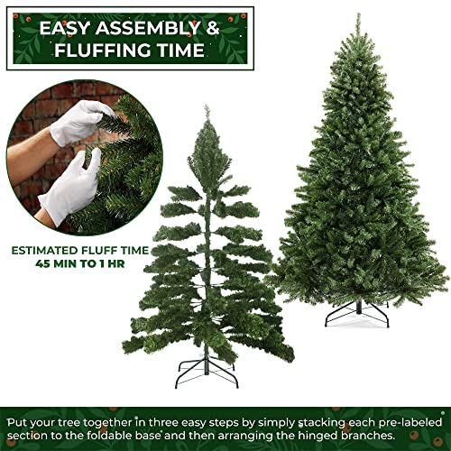 9FT Realistic Green Spruce Unlit Artificial Holiday Christmas Tree with Sturdy Metal Stand