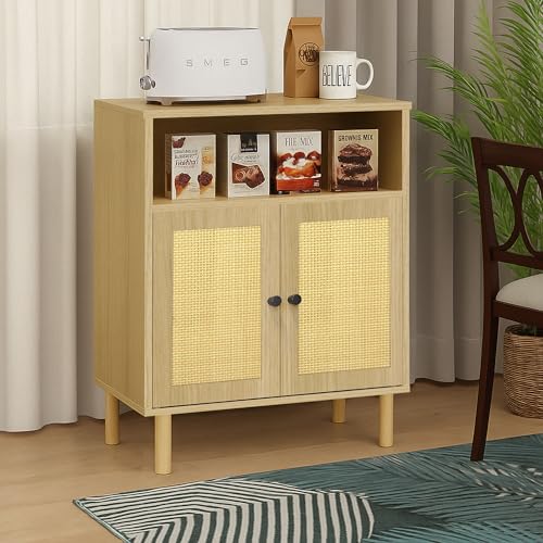 Boho Accent Cabinet with Rattan Doors