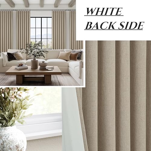 100% Blackout Viral Curtains 84 Inch Length 2 Panels Set Farmhouse Style for Bedroom Windows