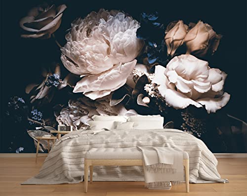 Dark Floral Wallpaper Peony Wall Mural Room Wall Decor