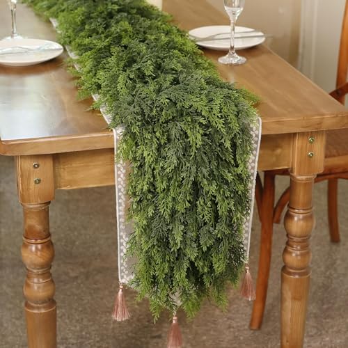 2PCS 6FT Lifelike Touch Artificial Cedar Garland for Mantle Christmas Decor (2 Count)