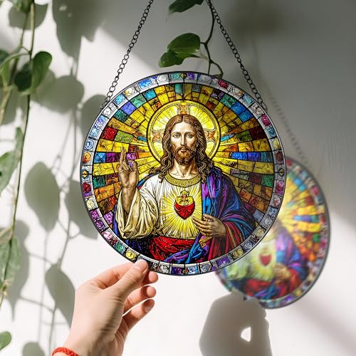 8'' Sacred Heart of Jesus Stained Glass Suncatcher