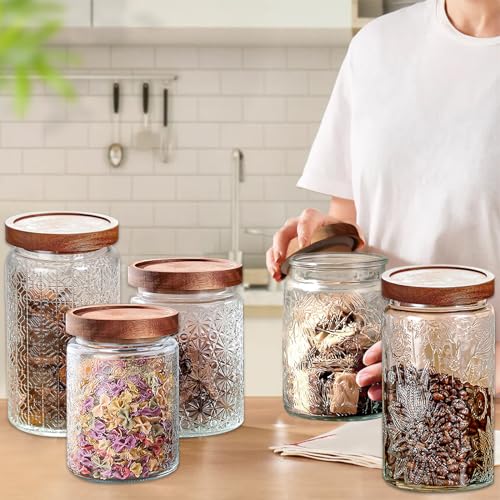 Vintage Glass Jars with Wooden Lids