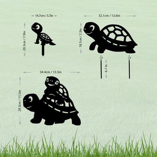 3 Pack Turtle Metal Garden Decorative Stakes (3 Count)