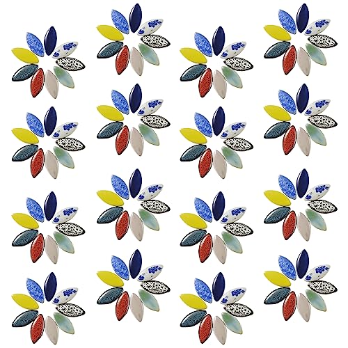 70 Pcs Petal Ceramics Mosaic Tiles for Crafts